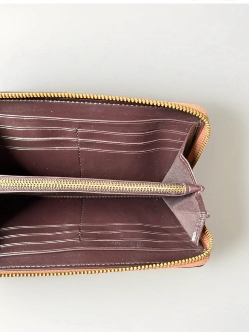 Coach Croc-Embossed Zip Wallet in Coral Peach with Gold Hardware
